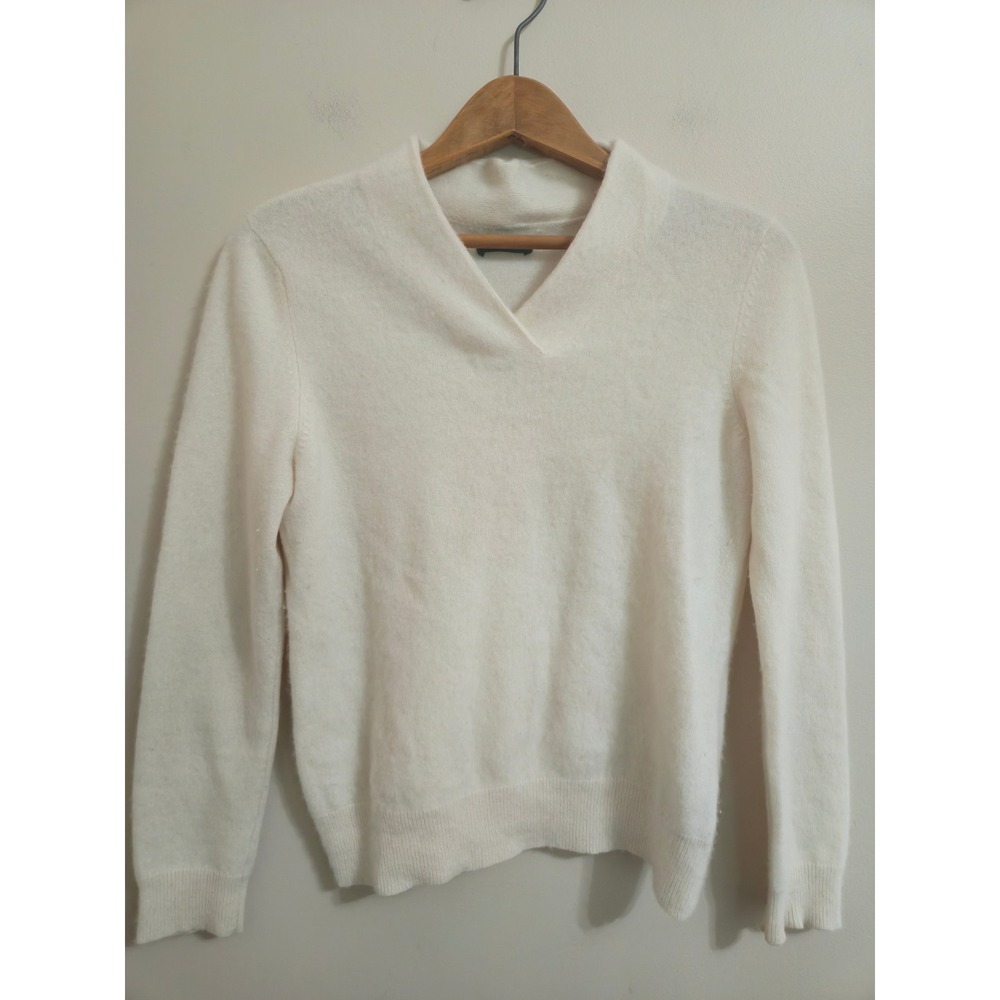 Ralph Lauren Womens M 100% Cashmere Sweater Cream Ivory Luxury Knit